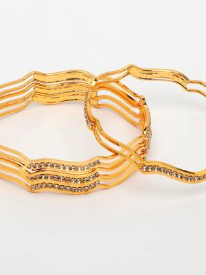  women's set of 4 gold-plated cubic zirconia stone studded bangles 5