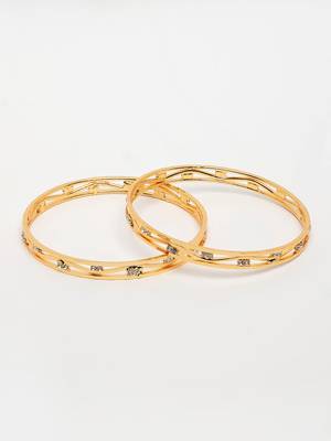  women's set of 2 gold-plated cubic zirconia stone studded bangles 4