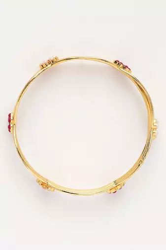  women's set of 2 gold-plated artificial stones traditional bangles