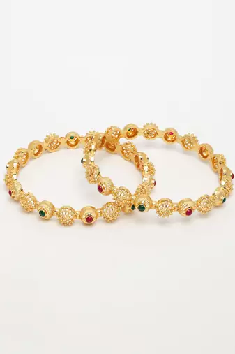  women's set of 2 gold-plated artificial stones traditional bangles