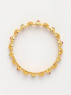  women's set of 2 gold-plated artificial stones traditional bangles 4