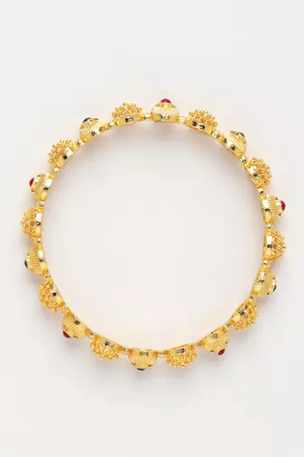  women's set of 2 gold-plated artificial stones traditional bangles