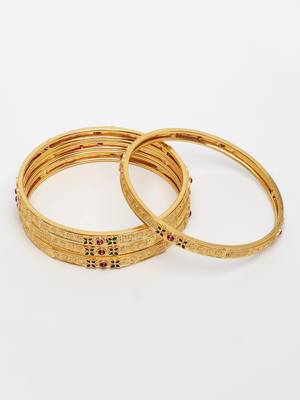  women's set of 4 gold-plated artificial stones traditional bangles 2