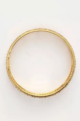  women's set of 2 gold-plated cubic zirconia stone studded kada bangles