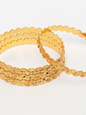  women's set of 4 gold-plated leaf shaped traditional bangles 2