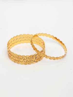  women's set of 4 gold-plated leaf shaped traditional bangles 3