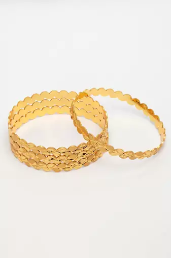  women's set of 4 gold-plated leaf shaped traditional bangles