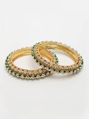 gold brass bangles with kundan studded work 2