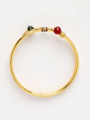  women's set of 2 gold-plated artificial beads traditional bangles 3
