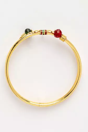  women's set of 2 gold-plated artificial beads traditional bangles