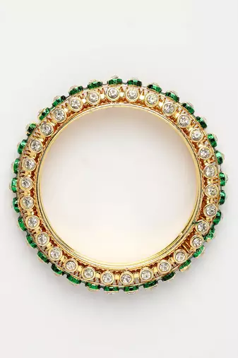 gold brass bangles with kundan studded work