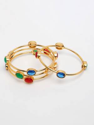  women's set of 4 gold-plated artificial stone studded bangles 3