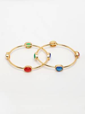  women's set of 2 gold-plated artificial stone studded bangles 2