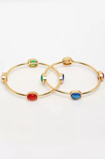  women's set of 2 gold-plated artificial stone studded bangles