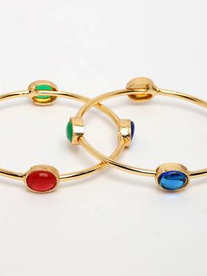  women's set of 2 gold-plated artificial stone studded bangles 3