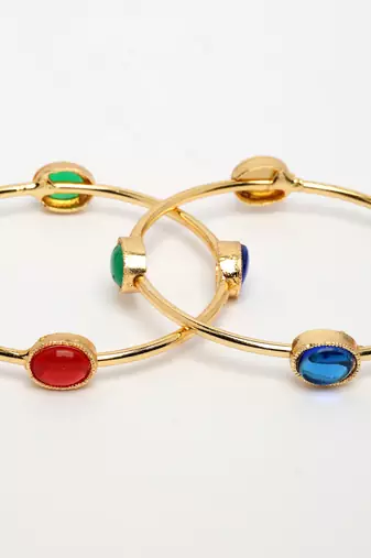  women's set of 2 gold-plated artificial stone studded bangles