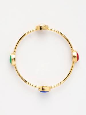  women's set of 2 gold-plated artificial stone studded bangles 4
