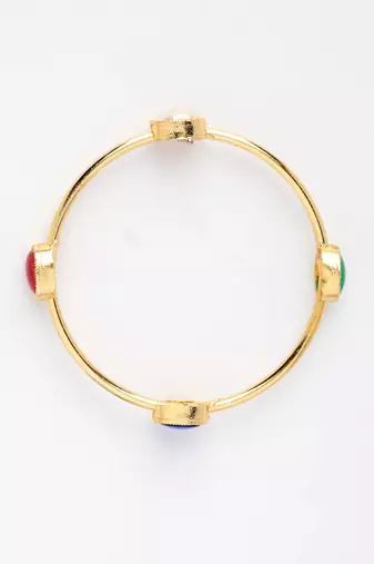  women's set of 4 gold-plated artificial stone studded bangles