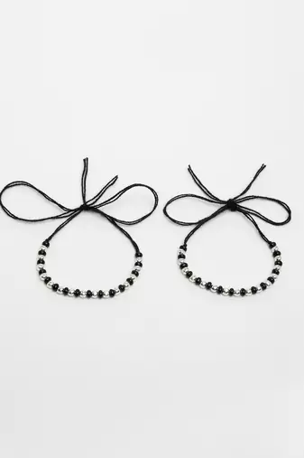  kids set of 2 rhodium-plated beaded wraparound nazariya bracelet