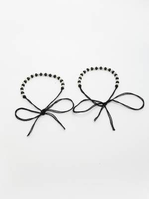  kids set of 2 rhodium-plated beaded wraparound nazariya bracelet 3