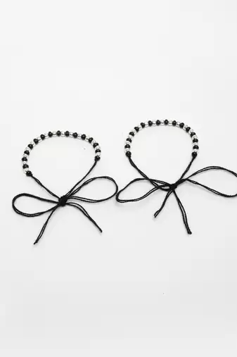  kids set of 2 rhodium-plated beaded wraparound nazariya bracelet
