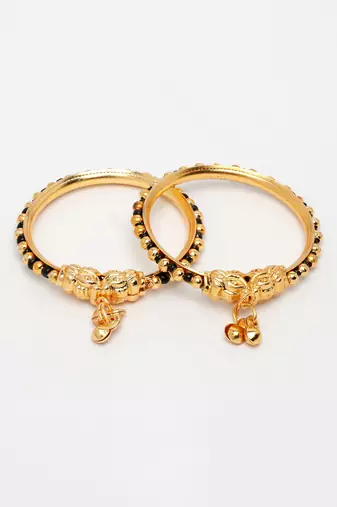  kids set of 2 rhodium-plated artificial beads nazariya kada bracelet