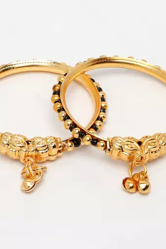  kids set of 2 rhodium-plated artificial beads nazariya kada bracelet