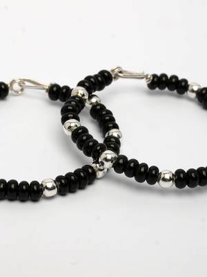  kids set of 2 rhodium-plated artificial beads nazariya link bracelet 2
