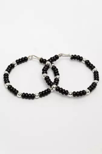  kids set of 2 rhodium-plated artificial beads nazariya link bracelet