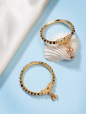  kids pair of 2 rhodium-plated artificial beads nazariya kada bracelet 3