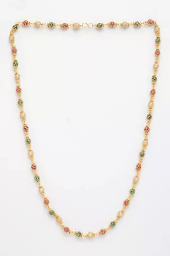  women's multi color gold-plated artificial beads chain