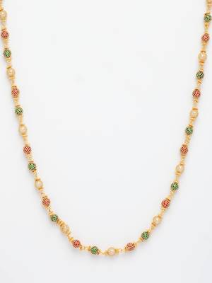  women's multi color gold-plated artificial beads chain 3