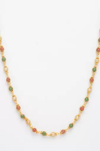  women's multi color gold-plated artificial beads chain