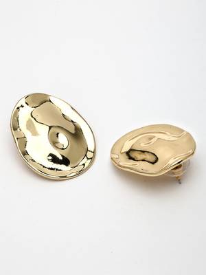 women's gold-plated oval shape studs earring 3