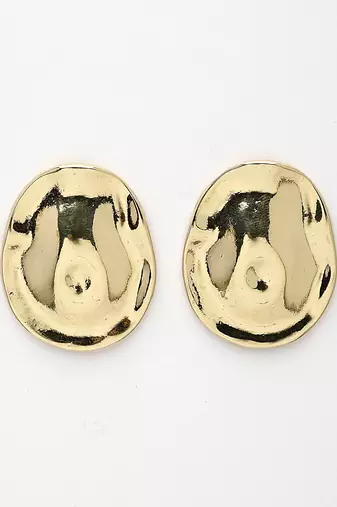  women's gold-plated oval shape studs earring