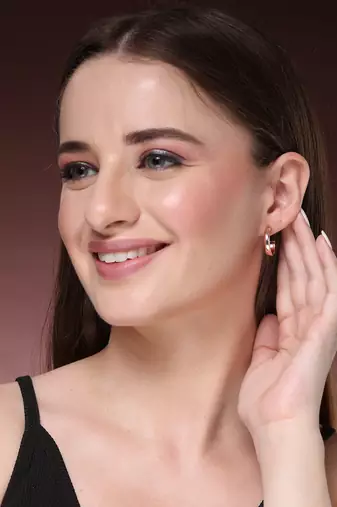  women's set of 6 rhodium-plated contemporary half hoop earrings