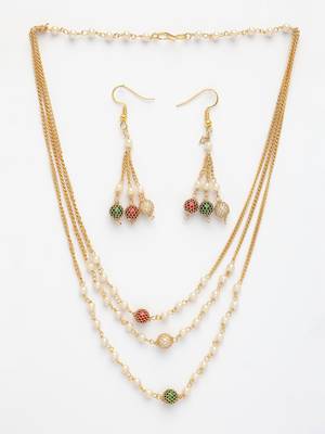  women's multi color gold-plated artificial beads jewellery set 2