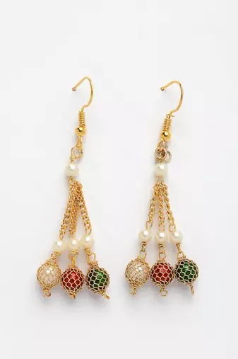  women's multi color gold-plated artificial beads jewellery set