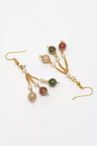  women's multi color gold-plated artificial beads jewellery set