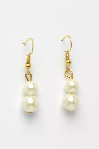  women's gold-plated white pearl-beaded handcrafted jewellery set