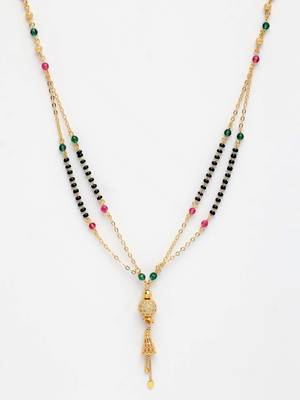  women's gold-plated artificial stones studded & beaded mangalsutra 2