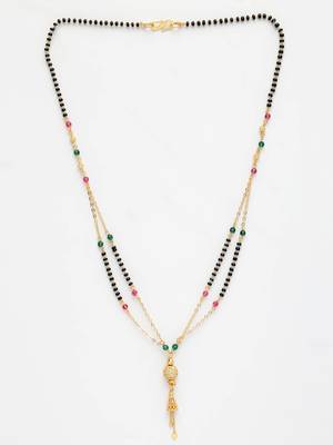  women's gold-plated artificial stones studded & beaded mangalsutra 3