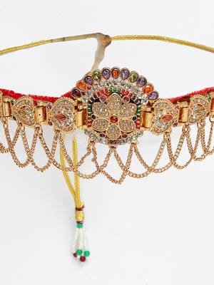  women's gold-plated cubic zirconia stone studded rajputi choker necklace 2