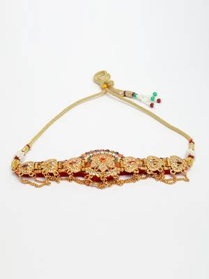  women's gold-plated cubic zirconia stone studded rajputi choker necklace 3