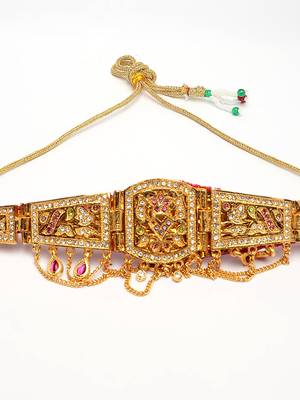 Nvr women's gold-plated cubic zirconia stone studded rajputi choker necklace 4