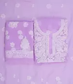 hand embroidered lavender georgette lucknowi chikankari unstitched suit piece 