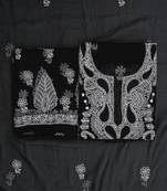 hand embroidered black georgette lucknowi chikankari unstitched suit piece