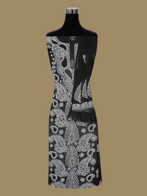 hand embroidered black georgette lucknowi chikankari unstitched suit piece  3