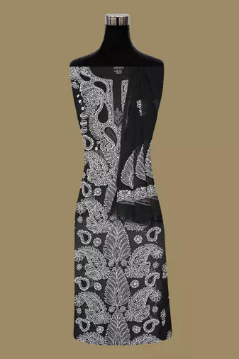 hand embroidered black georgette lucknowi chikankari unstitched suit piece 