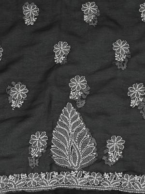 hand embroidered black georgette lucknowi chikankari unstitched suit piece  6